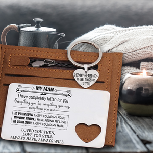 Wallet Card Insert And Heart Keychain Set - Family - To My Man - In Your Heart, I Have Found My Love - Ukgcb26005