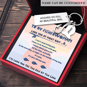 Personalized Fishing Hook Keychain - Fishing - To My Fisherwoman - Love You At First Bait - Ukgku13015