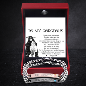 Chain Crystal Couple Bracelet - Family - To My Gorgeous - I Walked In Love With You - Ukgbzd13001