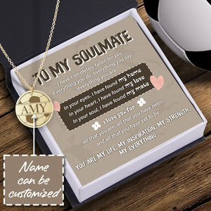 Personalised Round Necklace - Football - To My Soulmate - You Are My Inspiration - Ukgnev13008