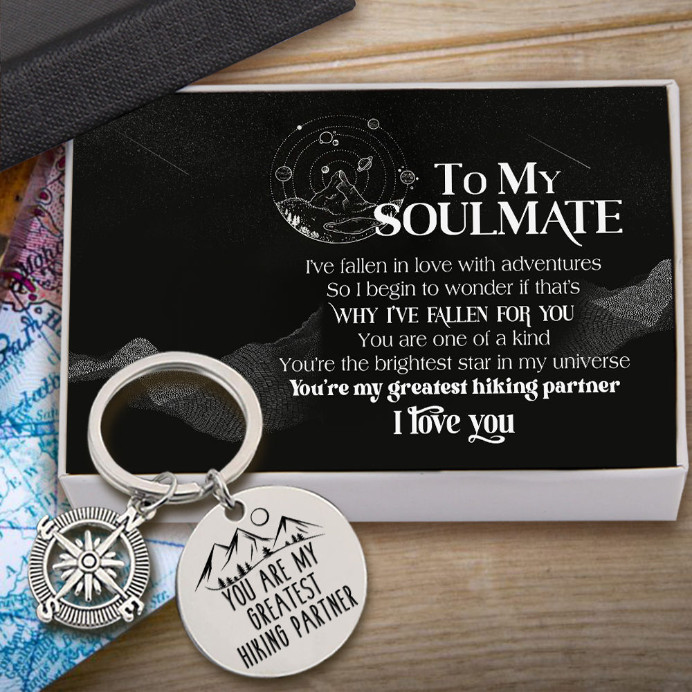 Compass Keychain - Hiking - To My Soulmate - You Are The Brightest Star In My Universe - Ukgkw13008