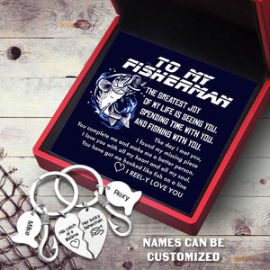 Personalized Fishing Heart Puzzle Keychains - Fishing - To My Man - I Reel-y Love You - Ukgkbn26006