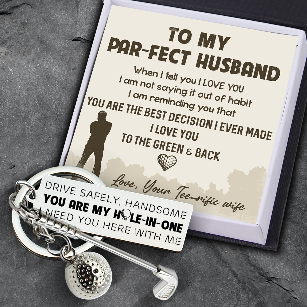 Golf Ball Racket Keychain - Golf - To My Par-fect Husband - I Love You To The Green And Back - Ukgkzs14003