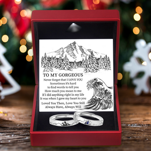 Mountain Sea Couple Promise Ring - Adjustable Size Ring - Family - To My Gorgeous - Loved You Then, Love You Still - Ukgrlj13005