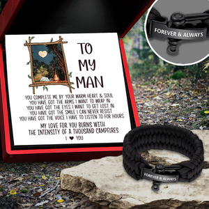 Paracord Rope Bracelet - Camping - To My Man - My Love For You Burns With The Intensity Of A Thousands Campfires - Ukgbxa26022
