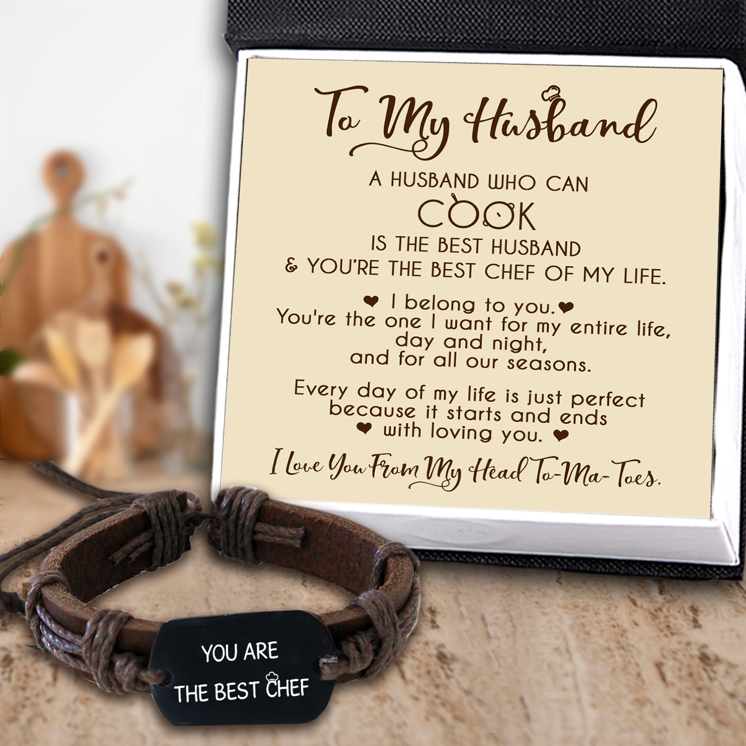 Leather Cord Bracelet - Cooking - To My Husband - I Belong To You - Ukgbr14003