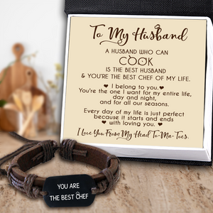 Leather Cord Bracelet - Cooking - To My Husband - I Belong To You - Ukgbr14003