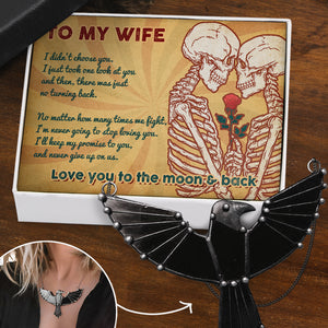 Dark Raven Necklace - Skull - To My Wife - I Love You To The Moon And Back - Ukgncm15001