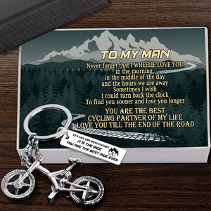 Silver Bicycle Keychain - Cycling - To My Man - I Wheelie Love You - Ukgkca26001