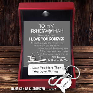 Personalized Fishing Hook Keychain - Fishing - To My Fisherwoman - I Will Forever Be Hooked On You - Ukgku13016