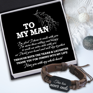 Leather Cord Bracelet - Family - To My Man - I Love You With My Whole Heart - Ukgbr26005