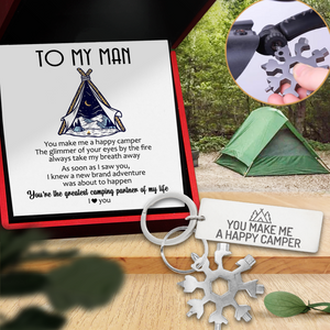 Outdoor Multitool Keychain - Camping - To My Man - You Make Me A Happy Camper - Ukgktb26011