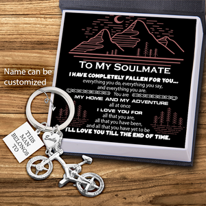 Personalised Silver Bicycle Keychain - Cycling - To My Soulmate - I Love You - Ukgkca26002