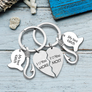 Fishing Heart Puzzle Keychains - To My Other Half - I Found My Missing Piece - Ukgkbn26001