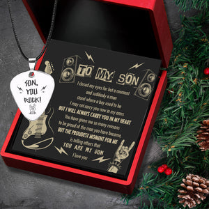 Guitar Pick Necklace - To My Son - I Will Always Carry You In My Heart - Ukgncx16001