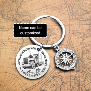 Personalised Compass Keychain - Trucking - To My Man - Loving You - Ukgkw26005