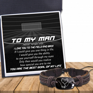 Leather Cord Bracelet - Football - To My Man - I Love You To The Field And Back - Ukgbr26002
