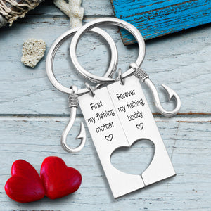 Fishing Heart Couple Keychains - Fishing - To My Mum - I Love You To The Ocean & Back - Ukgkcx19002