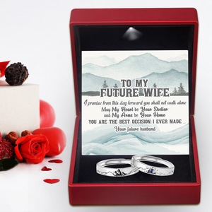 Mountain Sea Couple Promise Ring - Adjustable Size Ring - Family - To My Future Wife - May My Heart Be Your Shelter - Ukgrlj25003