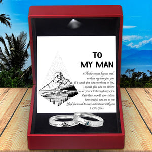Mountain Sea Couple Ring - Adjustable Size Ring - Travel - To My Man - More Adventures With You - Ukgrlj26006
