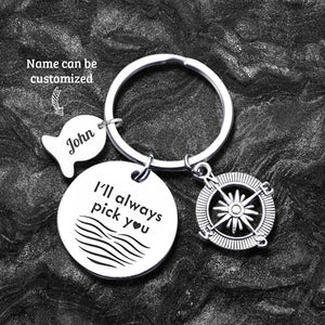 Personalised Fishing Compass Keychain - Fishing - To My Boyfriend - You Are My True North - Ukgkwb12001