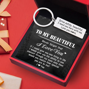 Personalised Engraved Keychain - Drive Safely Beautiful, Love You More - Ukgkc13001 - Love My Soulmate