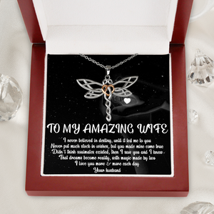 Dragonfly Necklace - Family - To My Amazing Wife - I Love You More & More Each Day - Ukska15003