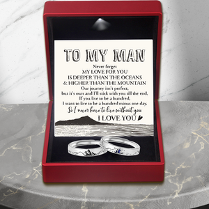 Mountain Sea Couple Promise Ring - Family - To My Man - I Never Have To Live Without You - Ukgrlj26011