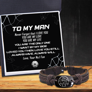 Leather Cord Bracelet - Football - To My Man - You Are The Only One I Want By My Side - Ukgbr26003