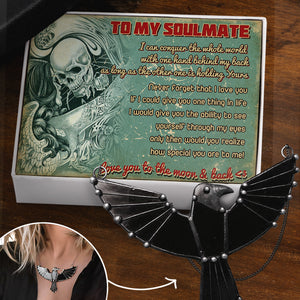 Dark Raven Necklace - Skull - To My Soulmate - Love You To The Moon And Back - Ukgncm13003