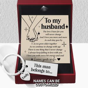 Personalised Engraved Keychain - Family - To My Husband - I Love You More And More - Ukgkc14004