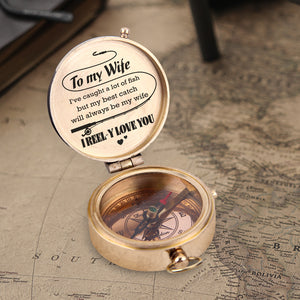 Engraved Compass - Fishing - To My Wife - I Reel-y Love You - Ukgpb15001