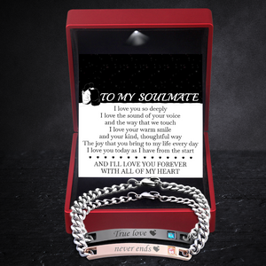 Chain Crystal Couple Bracelet - Family - To My Soulmate - I Love You So Deeply - Ukgbzd13003
