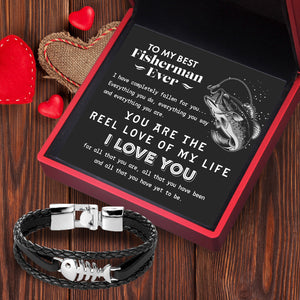 Fish Leather Bracelet - Fishing - To My Best Fisherman Ever - You Are The Reel Love Of My Life - Ukgbzp26001