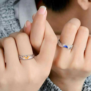 Sun Moon Couple Promise Ring - Adjustable Size Ring - Family - To My Future Wife - May My Heart Be Your Shelter - Ukgrlk25004