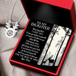 Crystal Reindeer Necklace - Hunting - To My Daughter - From Dad - I Hope You Believe In Yourself - Ukgnfu17002