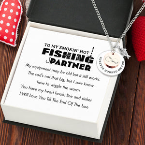 Fishing Double Round Pendants Necklace - Fishing - To My Wife - I Will Love You Till The End Of The Line - Ukgngb15001