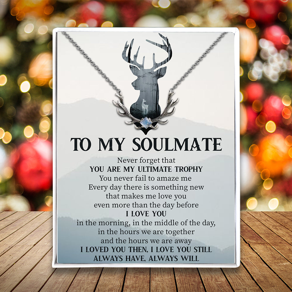 Antler Moonstone Necklace - Hunting - To My Soulmate - You Are My Ultimate Trophy - Ukgnfw13002