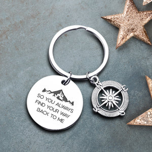Compass Keychain - Travel - To My Man - So You Always Find Your Way Back To Me - Ukgkw26008