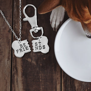 Dog Bone Necklace & Keychain Set - Dog - Dearest Dad - You're My Favorite Face To Lick - Ukgkeh18001