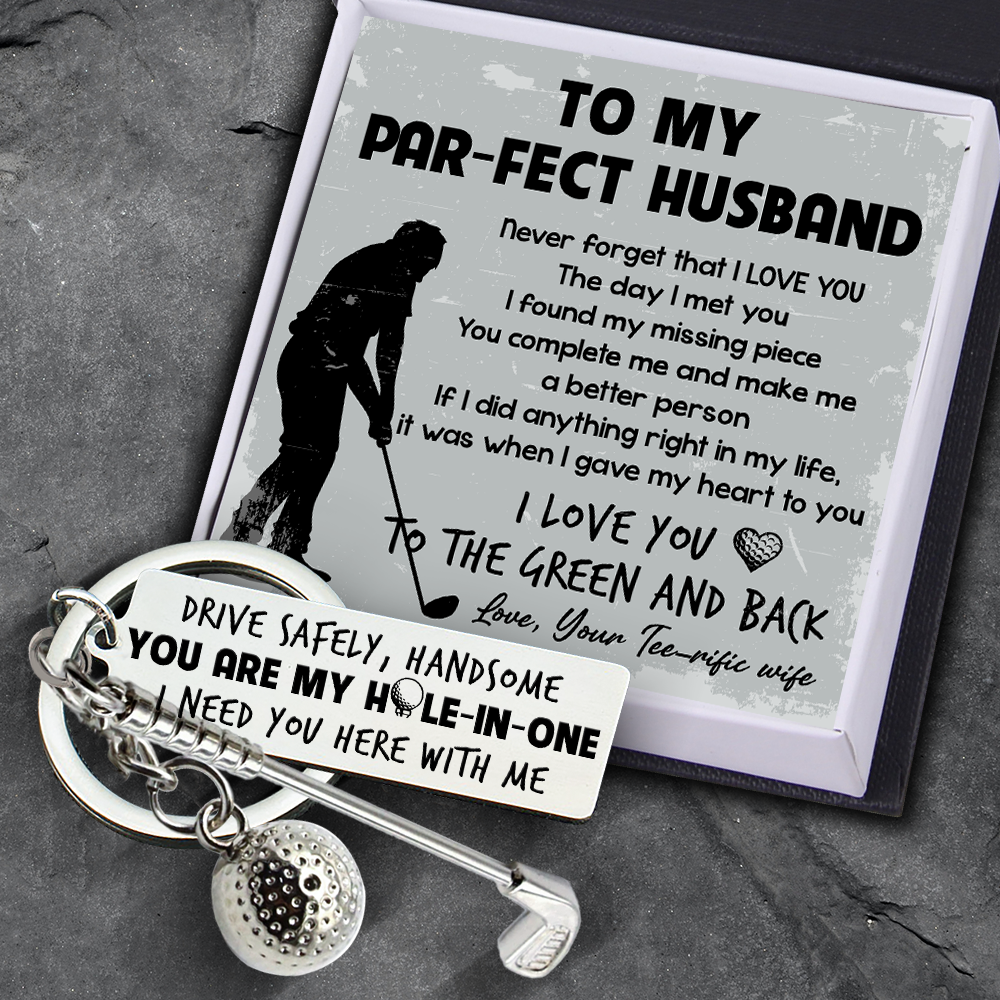 Golf Ball Racket Keychain - Golf - To My Par-fect Husband - I Need You Here With Me - Ukgkzs14001