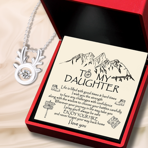 Crystal Reindeer Necklace - Hiking - To My Daughter - I Pray You'll Always Be Safe - Ukgnfu17009