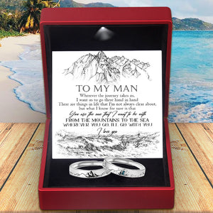 Mountain Sea Couple Promise Ring - Adjustable Size Ring - Travel - To My Man -  Wherever The Journey - Ukgrlj26005