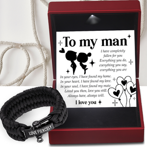 Paracord Rope Bracelet - Family - To My Man - In Your Heart, I Have Found My Love - Ukgbxa26005