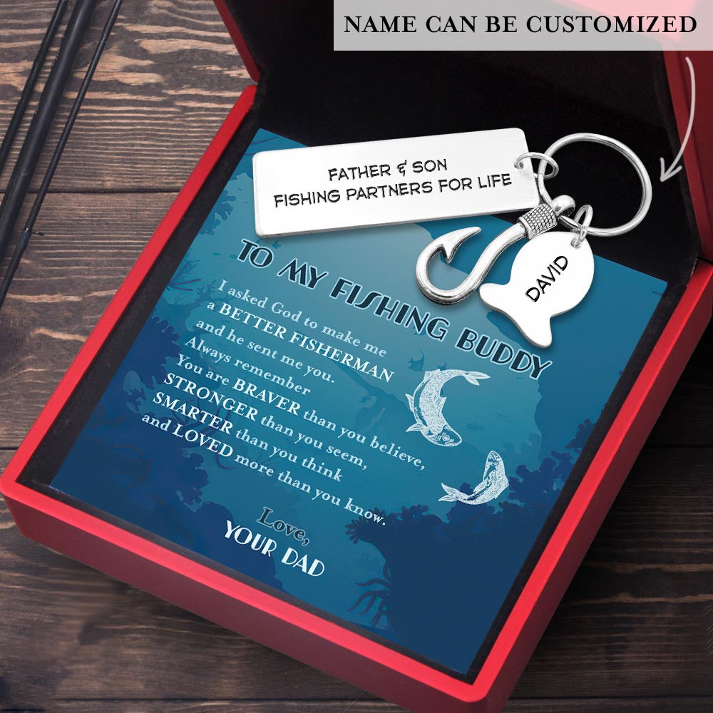 Personalised Fishing Hook Keychain - To My Son - From Dad - Father & Son Fishing Partners For Life - Ukgku16004 Standard Box