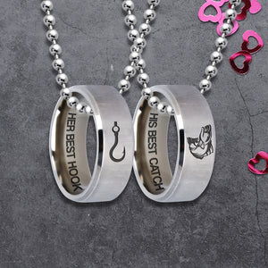 Couple Ring Necklaces - Fishing - To My Boyfriend - I'll Love You Till The End Of The Line - Ukgndx12001