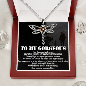 Dragonfly Necklace - Hiking - To My Gorgeous - I Know That Where I Belong Is Right Here Next To You - Ukska13002