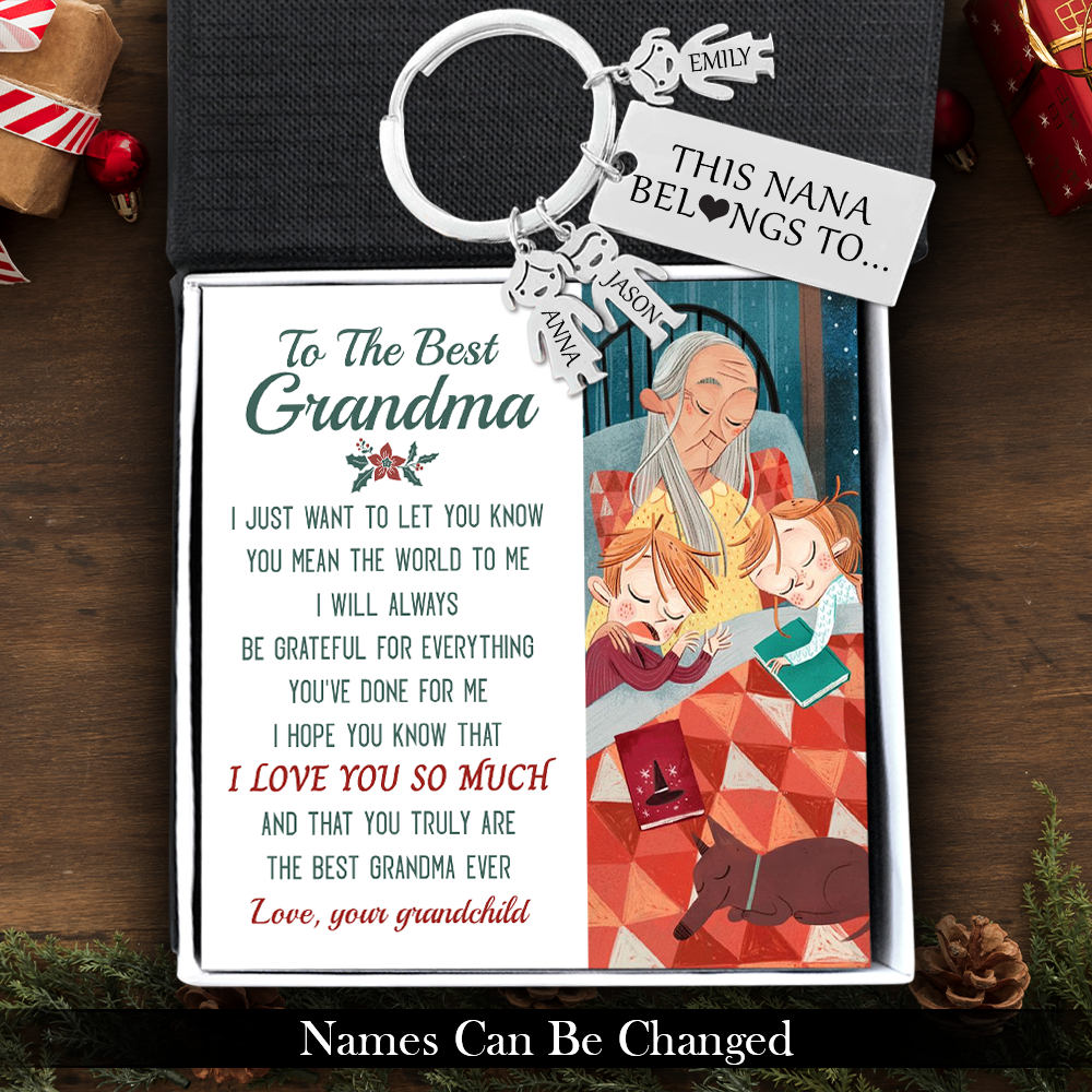 Personalised Kids Name Keychain - Family - To My Grandma - The Best Grandma Ever - Ukgkza21003
