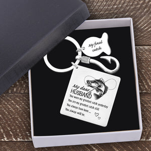 Fishing Hook Square Keychain - Fishing - To My Dear Husband - You Always Will Be - Ukgkeg14001