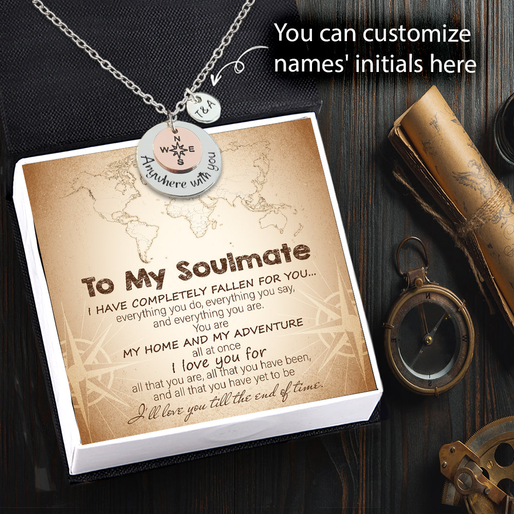 Personalised Compass Necklace - Travel - To My Soulmate - You Are My Home - Ukgnzx13002